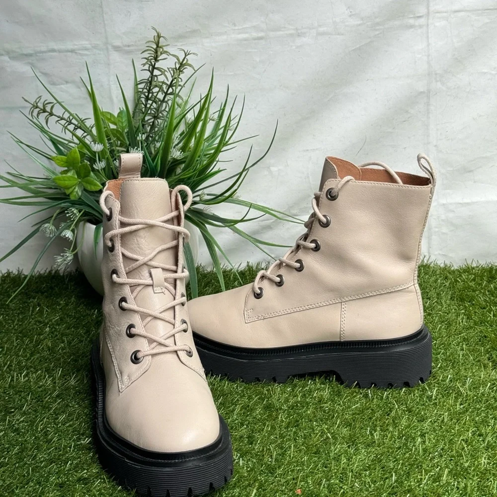 Madewell Rayna Lace-up Lug sole boots I leather - harvest moon Size 6.5 - Picture 10 of 12